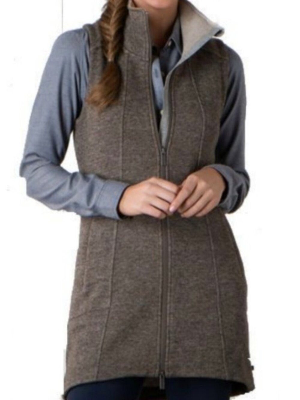 Toad&Co | Outbound Travel Long Vest | Falcon Brown | Small | Wool Blend